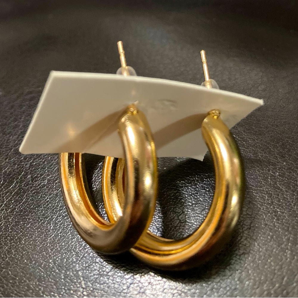 Gold-tone hoop pierced earrings